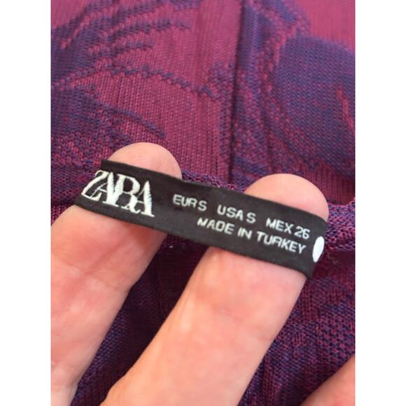 Zara Wrinkled Jacquard maxi dress, maroon/purple, bohemian, romantic, dramatic - Picture 6 of 6